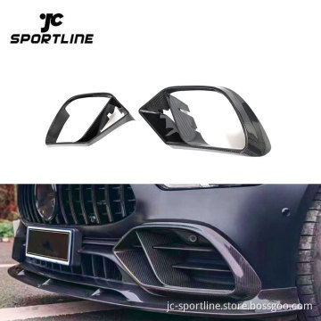 Real Carbon Front Bumper Grill Fog Air Vent Cover for Mercedes-Benz AMG GT GT50 GT53 GT43 (2019-2020)
